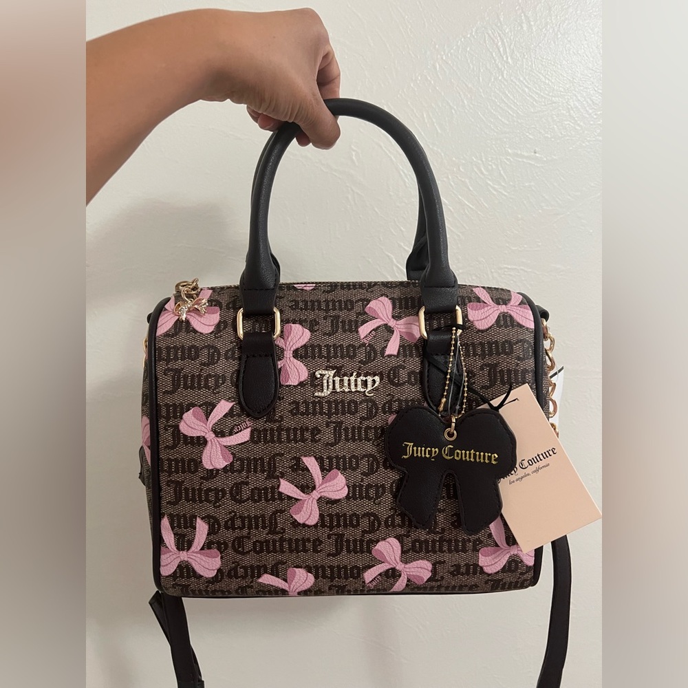 Juicy Couture Simply Sweet Brown and Pink Bow Satchel Bag